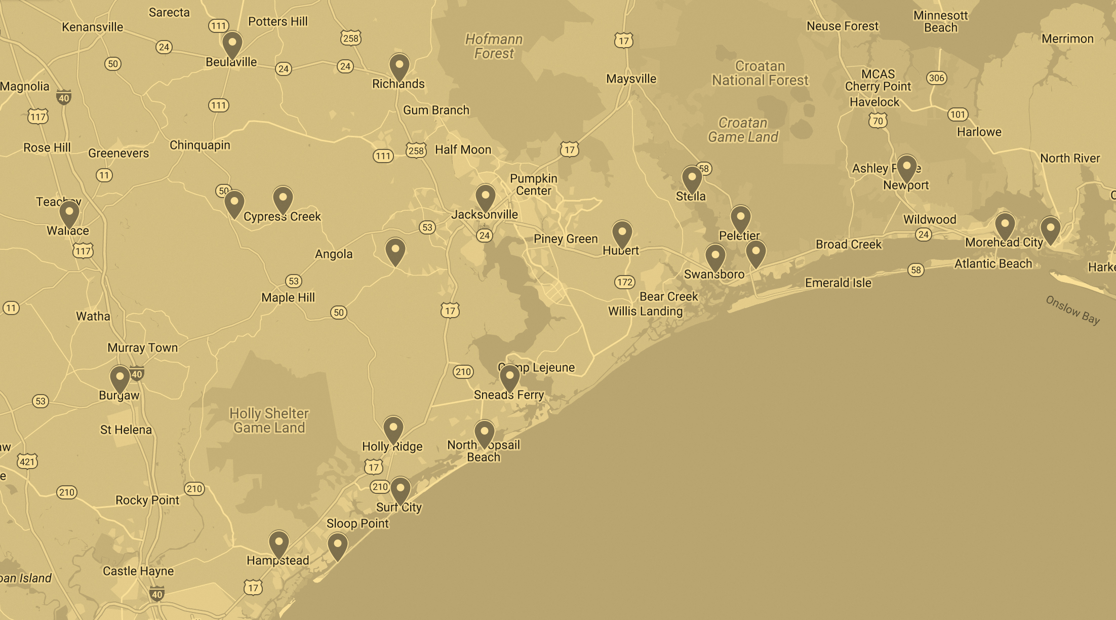 Jones Propane North Carolina service area map